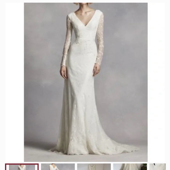 White by Vera Wang V-Neck Lace Wedding Dress